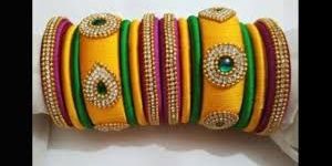 Silk Thread Bangles (Yellow)