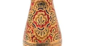 Little India Colorful Meenakari Work Pure Brass Flower Vase