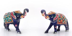 Little India Enamel Work Decorative Elephant Pair Gift