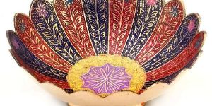 Little India Pure Brass Meenakari Work Fruit Bowl Handicraft