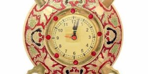 Little India Rajasthani Real Brass Sword Armour Wall Clock