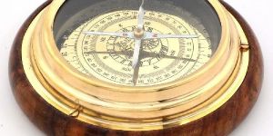 Little India Wood N Brass Real Nautical Compass Handicraft