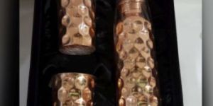 Copper Diamond Bottle with Glass Set