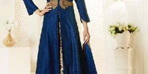Designer Blue Crape with Plazzo Suit