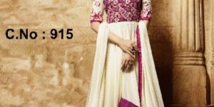 Designer Cream Anarkali Salwar Suit