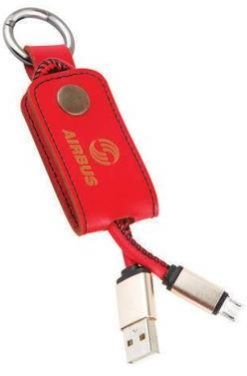 Leather Keychain with Data Cable