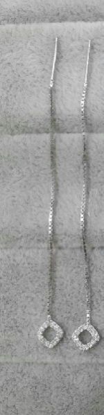 Silver Ladies CZ Sui Dhaga Earrings