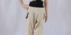 Ladies Cotton Cape And Trouser with Contrast Black Embroidery