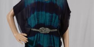Ladies Tie And Dye Georgette Kaftan with Chain Work on Belt