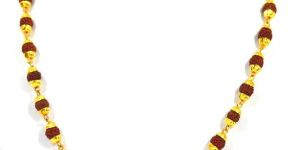 Golden Cap Beads Rudraksha Mala