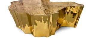 Brass and Wood Coffee Table