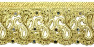 Gold Zari Embroidery Cording Dupion Net Tissue Fabric Lace DB 1304