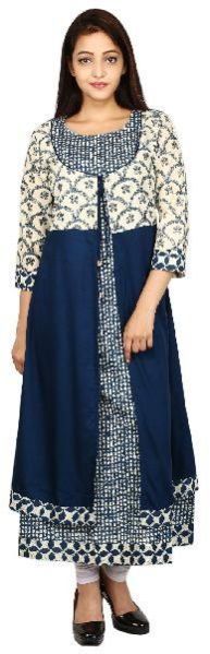 Ethnic Cotton A-Line Kurti with long jacket