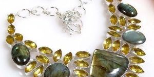 Grey Gemstone Beaded Necklace