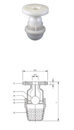 Flange End PP Foot Valves