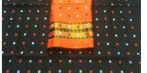 COTTON BLACK and ORANGE CONTRAST MEKHELA CHADAR