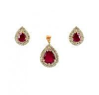 Ruby Diamond Pendant Earrings
