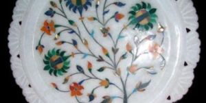 Decorative Inlay Plate with Wooden Stand