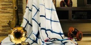 Indigo Mul Mul Cotton Printed Pom Pom Sarees