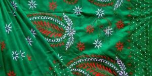 Katha Work Embriodery on Assam Silk with Running Blouse Piece