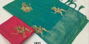 Milano Yogi Silk Sarees with Dancing Dandiya Meena Embroidery Design