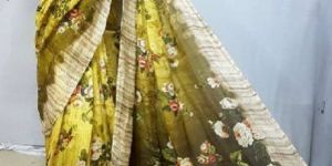 Pure Linen by Linen Digital Print Sarees