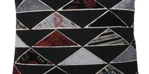 Black Triangle Print Cotton Silk Patchwork Cushion Cover