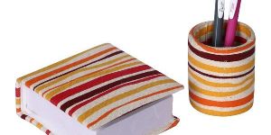 Orange Notepad and Pen Stand