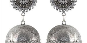 Silver Brass Jhumki Earrings