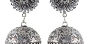 Oxidised Silver Brass Jhumki Earrings