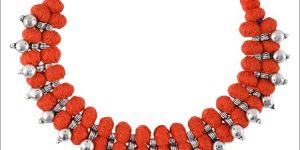 Red Fabric Strand Necklace