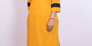 Sanganeri Print with Embroidered Straight Long Kurtis