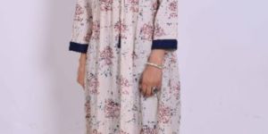 Straight sanganeri dress with raglan/kimono sleeve