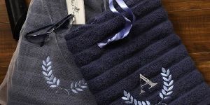 Leaf Wreath Monogram Bath Towel