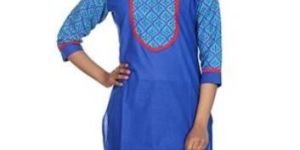 Rajrang Blue Embroidered Long Kurti
