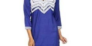Rajrang Chevron Blue Embroidered Kurti
