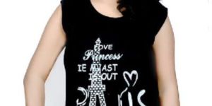 Girls Round Neck Cut Sleeves T-Shirts