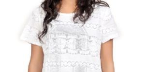 Girls White Printed Tunic