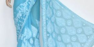 Faux Georgette Chikankari Sarees