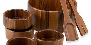 7 Piece Wood Salad Bowl Set