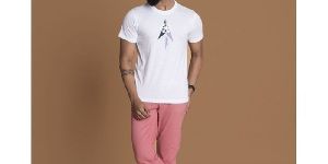 Men T-shirt Round Neck White