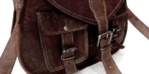 Ladies Leather Double Pocket Crossbody Bags