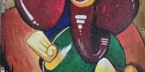 Ganesha with Hat Abstract Modern Acrylic Painting