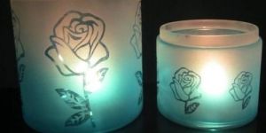 Rose Flower Printed Glass Hurricanes