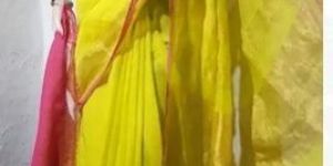 Pink Handwoven Linen Saree