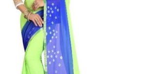 Green Blue Bandhani Chiffon Sarees