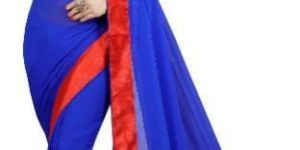 Mirchi Blue Chiffon Lace Sarees