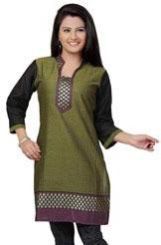 Olive Green Cotton Readymade Kurti