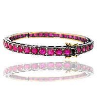 Ruby Gemstone Sterling Silver Diamond Bracelet