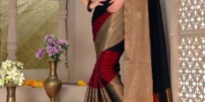 Black Red Silk Saree